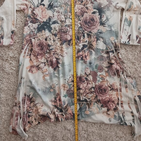 Vintage Cal Style Fairy Lace Beads Floral Dress SzM Whimsigoth Cottagecore Flowy - Picture 11 of 11